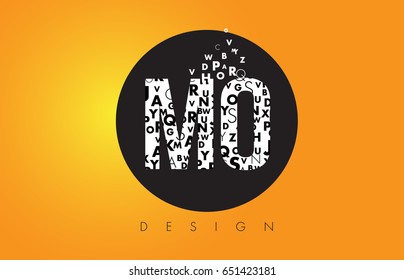 MO M O Logo Design Made of Small Letters with Black Circle and Yellow Background.