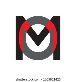 MO or OM letter logo design vector