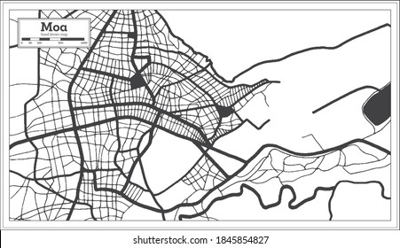 Moa Cuba City Map in Black and White Color in Retro Style. Outline Map. Vector Illustration.