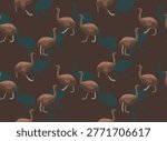 Moa Elephant Bird Walking Seamless Background Wallpaper Pattern
