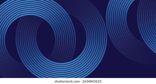  moLíneas geométricas brillantes azules abstractas sobre fondo azul oscuro. Moderno patrón de líneas de círculo azul brillante moderno deporte azul