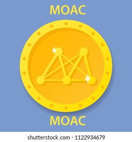 MOAC Coin cryptocurrency blockchain icon. Virtual electronic, internet money or cryptocoin symbol, logo