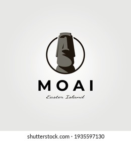 moai easter island logo vector vintage symbol illustration design