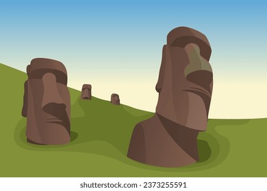 Moai - Easter Island Statues - Stock Illustration as EPS 10 File