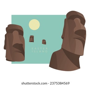 Moai - Easter Island Statues - Stock Illustration as EPS 10 File