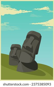 Moai - Statuen der Osterinsel - Stockillustration als EPS10-Datei