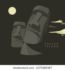 Moai - Easter Island Statues - Stock Illustration as EPS 10 File