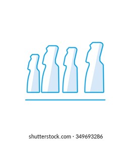 Moai, Famous world landmark,Easter Island in the Polynesian Triangle, Pacific Ocean, vector flat icon illustration