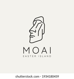 moai head sculpture minimalist line art logo template vector illustration design. simple modern chilean landmark outline logo concept