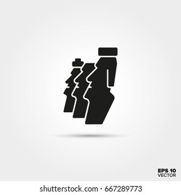 Estatuas de cabeza de Moai, Islas de Pascua. Icono del vector EPS 10.