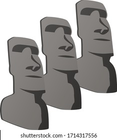 moai heads isolated vector illustration