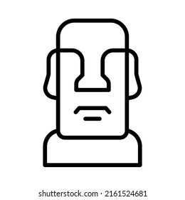 Moai Icon. Line Art Style Design Isolated On White Background