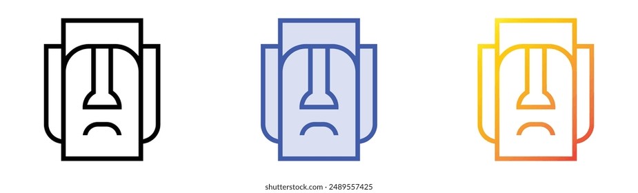 moai icon. Linear, Blue Fill and Gradient Style Design Isolated On White Background