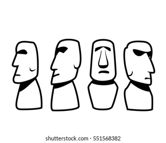 Moai icons in lineart style, vector