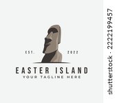 Moai logo, stone monolithic statues on Easter Island in the Pacific Ocean.
