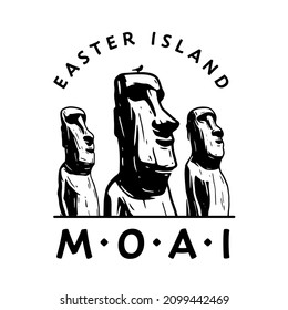 Moai-Logo, steinerne monolithische Statuen auf Osterinsel im Pazifik. Seht. Formen einzeln auf weißem Hintergrund, Vektorgrafik