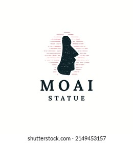 Moai monolith statue in Easter Island logo icon design template flat vector