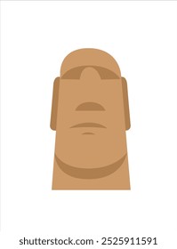 Moai Monolithic Statue Polynesia Easter Islands, vector illustration cartoon.
