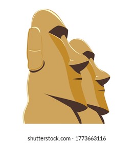 Moai Monolithic Statues Polynesia Easter Islands, vector illustration