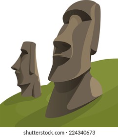 Premium Vector Illustration of Moai Statues on Easter Island