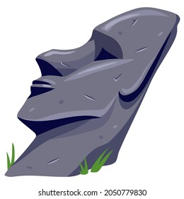 Moai on Easter island or Rapa Nui. Isolated vector cartoon stone sculpture. Ancient statue civilizations of atlantis and lemuria.