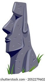 Moai on Easter island or Rapa Nui. Isolated vector cartoon stone sculpture. Ancient statue civilizations of atlantis and lemuria.