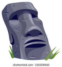 Moai on Easter island or Rapa Nui. Isolated vector cartoon stone sculpture. Ancient statues civilizations of atlantis and lemuria.