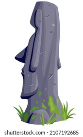 Moai on Easter island or Rapa Nui. Isolated vector cartoon stone sculpture. Ancient statue civilizations of atlantis and lemuria.