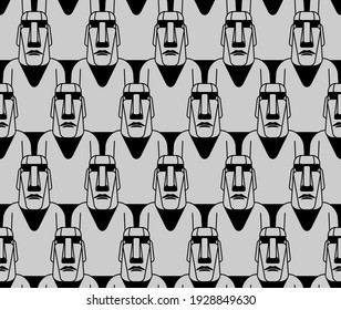 Moai pattern seamless. Easter Island idol background. ancient statues. vector texture