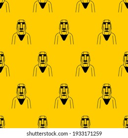 Moai pattern seamless. Easter Island idol background. ancient statues. vector texture