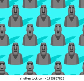 Moai pattern seamless. Easter Island idol background. ancient statues. vector texture