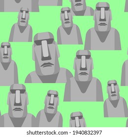 Moai pattern seamless. Easter Island idol background. ancient statues. vector texture