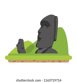 moai sculture from easter island and mountains