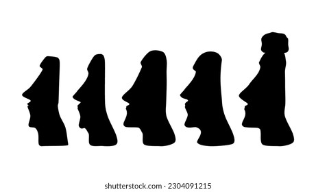 Moai silhouette set, high quality vector