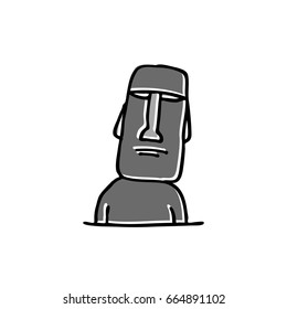 Moai statue doodle icon