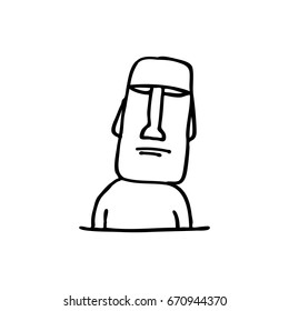 Moai statue doodle icon