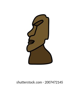 moai statue doodle icon, vector illustration