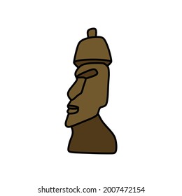 moai statue doodle icon, vector illustration