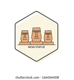 Moai Statue - Easter Island, Chile Lineal Color Icon. Landmark Buildings Icon Vector Illustration Concept.