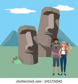 Moai statue of easter island design
