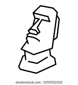 Moai statue icon with editable stroke. Stone head emoji with editable stroke