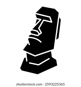 Moai statue icon in glyph style. Stone head emoji