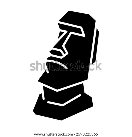 Moai statue icon in glyph style. Stone head emoji