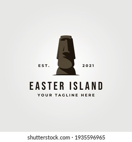 moai statue icon logo vector object illustration design, easter island landmark logo design