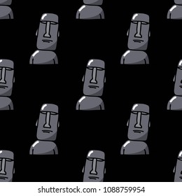 Moai statue seamless doodle pattern