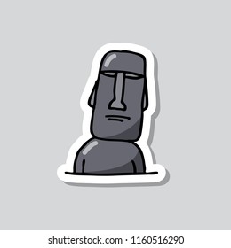 Moai statue sticker doodle icon