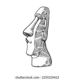 Moai stone statue sketch raster illustration , vector illustration