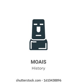 Moais glyph icon vector on white background. Flat vector moais icon symbol sign from modern history collection for mobile concept and web apps design.