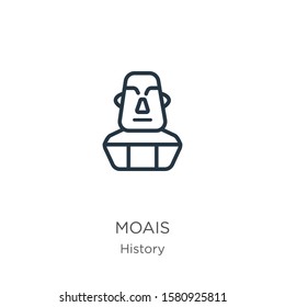 Moais icon. Thin linear moais outline icon isolated on white background from history collection. Line vector sign, symbol for web and mobile
