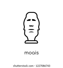 Moais icon. Trendy modern flat linear vector Moais icon on white background from thin line Architecture and Travel collection, editable outline stroke vector illustration